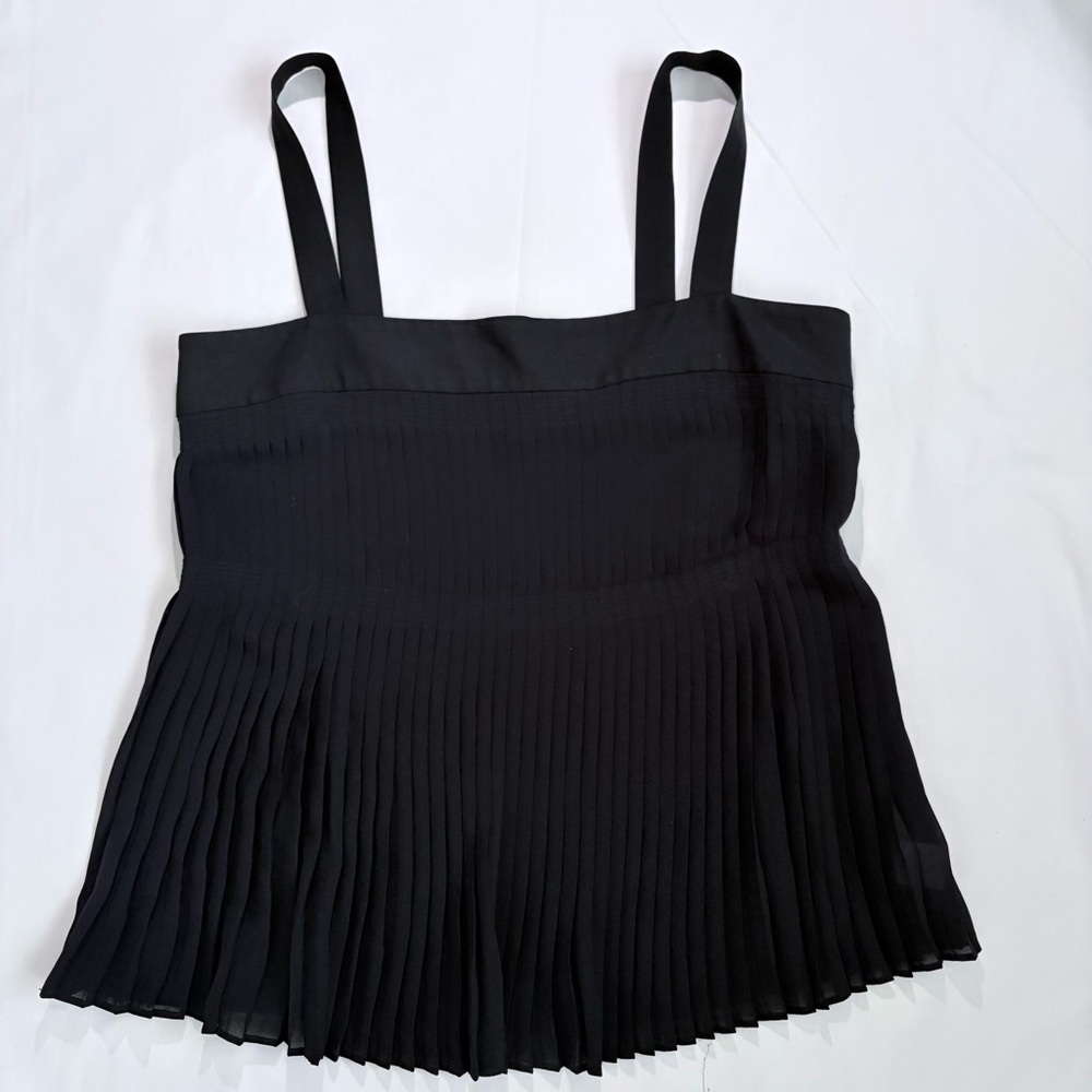 Theory Black Women’s Pleated Strap Top Size Medium Dark Romantic - Picture 5 of 7